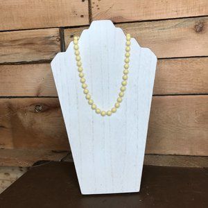 VTG - light sunny yellow beaded necklace 19" long vintage 1960s